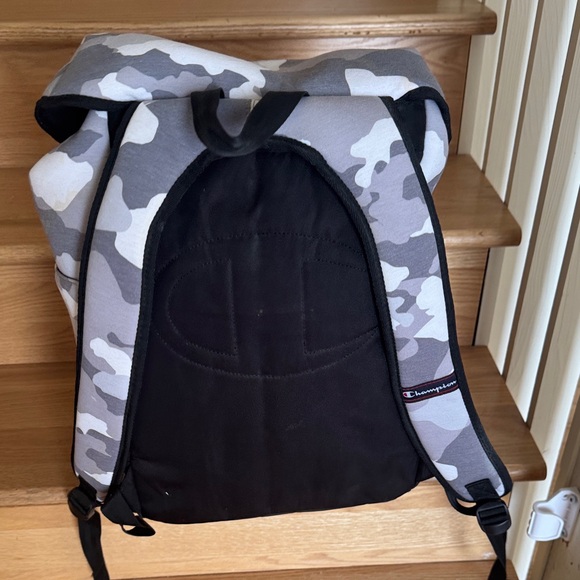 Champion Gray Camo Backpack with Red Logo Accent - Picture 3 of 3